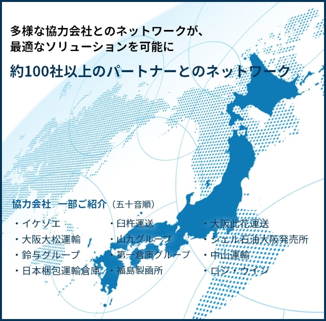 多彩な協力会社とのネットワークが、最適なソリューションを可能に。約100社以上のパートナーとのネットワーク